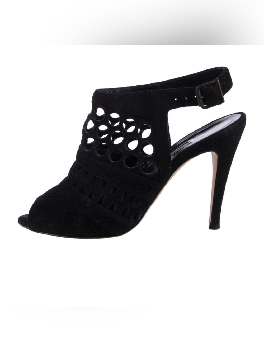 Manolo Blahnik Black Suede Cutout Slingback Heels – EU 37 / US 6.5